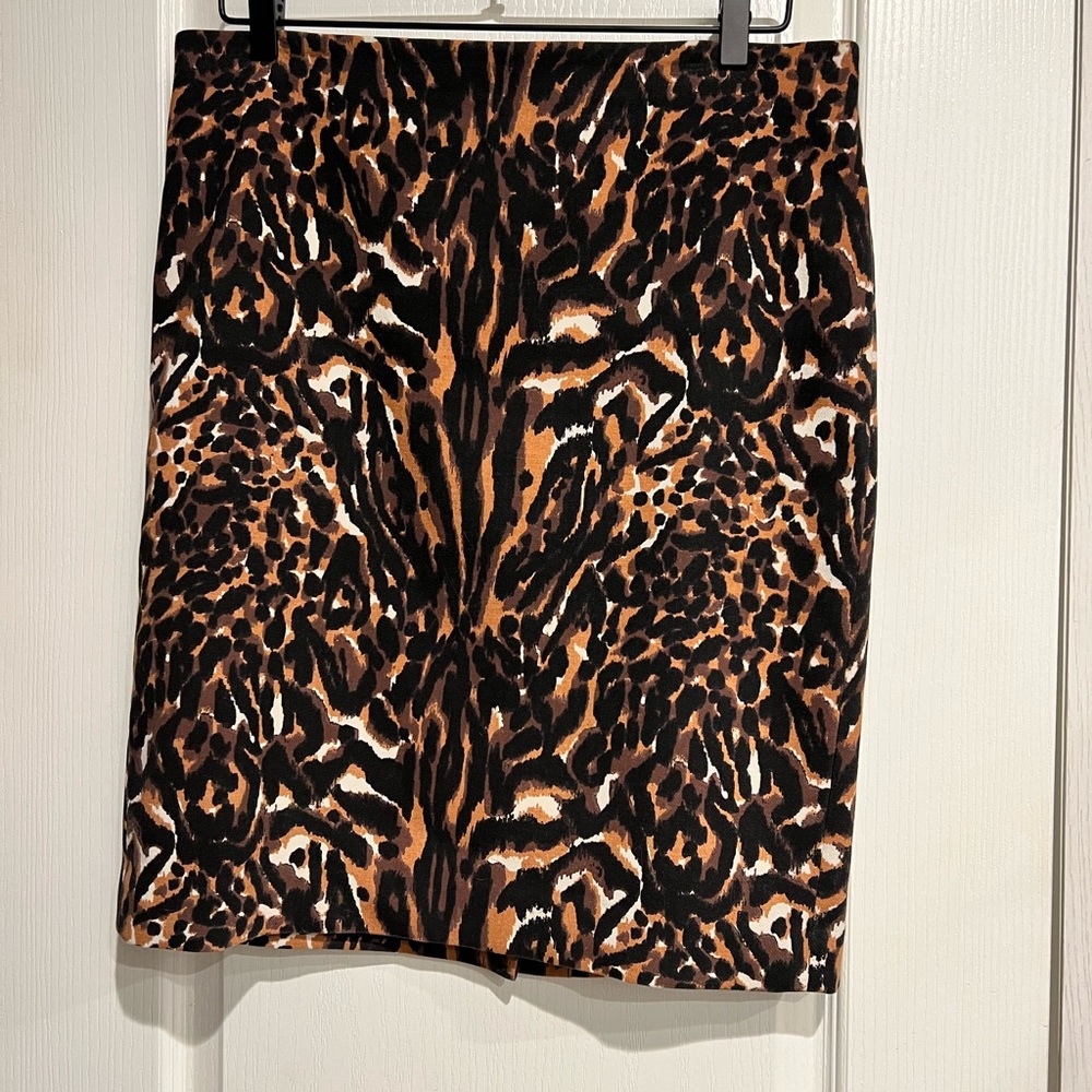 Talbots Black and Brown Knee-Length Pencil Skirt